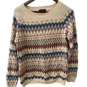 Anthropologie FATE Fair Isle Sweater XL Classic Grandmacore MultiColor Crew Neck